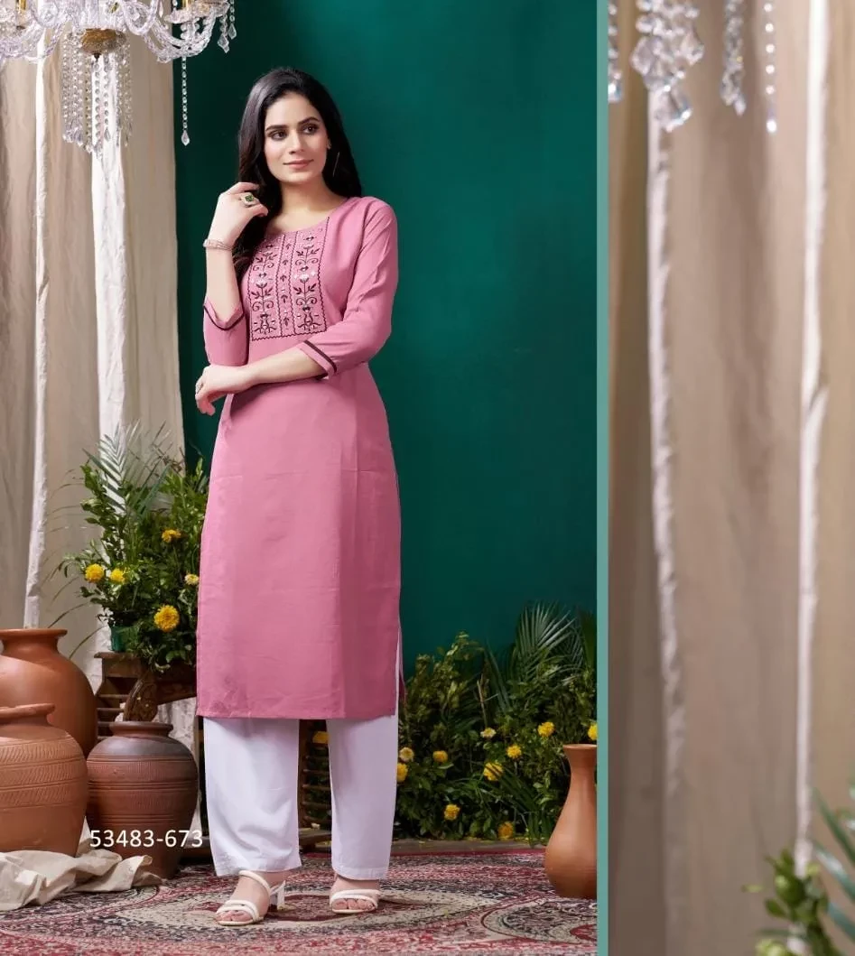 BYC-GIVA 2-Designer Reyon kurti And Pant Catalog Single And Catalog Available