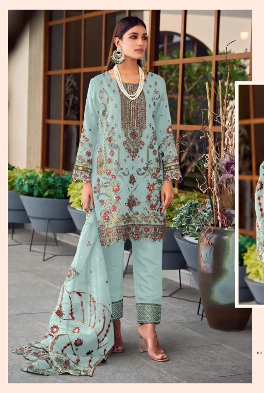 Astha-R 1076-Orgenza Designer Pakistani Suits Catalog