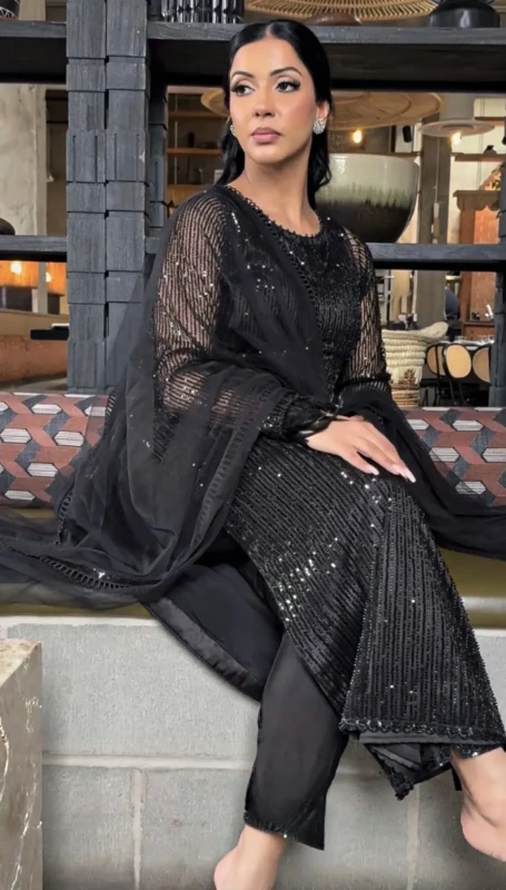 KD-1476 Designer Beautiful Wholesaler Black Kurti And Pant Dupatta Catalog