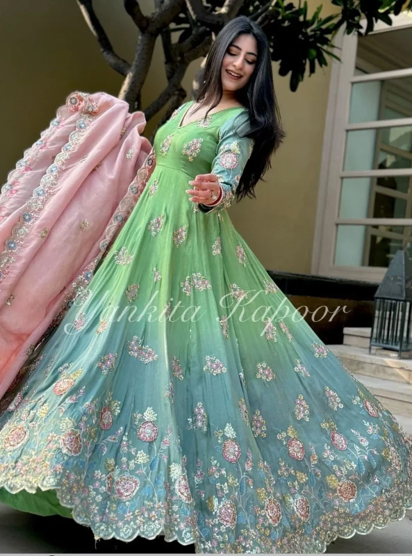 PC-PF-017-Designer Beautiful Readymade Anarkali Gown And Dupatta Catalog